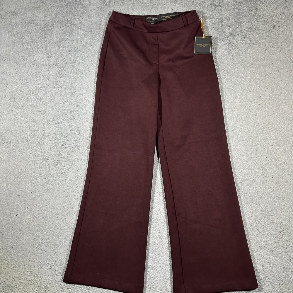 NWT Christian Siriano High Rise Wide LegCrop Pants Burgundy Womens Size XS #2476